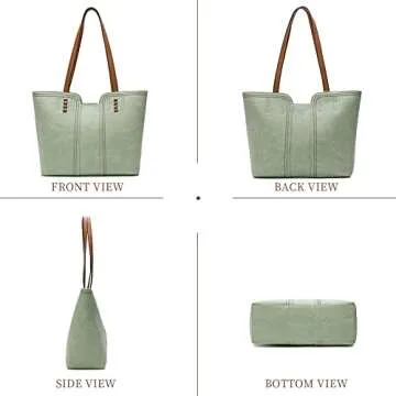 Montana West Tote Bag for Women Top Handle Satchel Purse Oversized Shoulder Handbag Hobo Bags Green Christmas Gift MWC-118GN