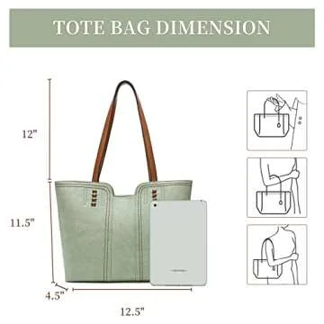 Montana West Tote Bag for Women Top Handle Satchel Purse Oversized Shoulder Handbag Hobo Bags Green Christmas Gift MWC-118GN