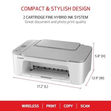Canon PIXMA TS3520 Compact Wireless All-in-One Printer, White