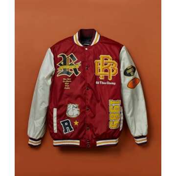 Reason Varsity Jacket for Men, Men’s Casual Bomber Jacket, Lightweight Sweatshirt, Baseball Jacket, Workout, Music Festivals, Concerts, Outdoor Activities - Burgundy,XL