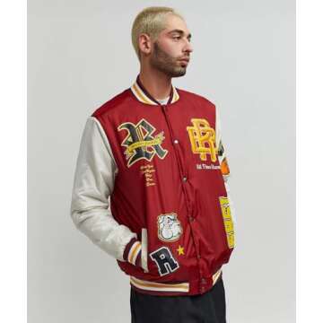 Reason Varsity Jacket for Men, Men’s Casual Bomber Jacket, Lightweight Sweatshirt, Baseball Jacket, Workout, Music Festivals, Concerts, Outdoor Activities - Burgundy,XL