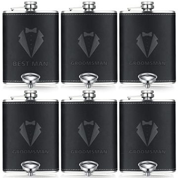 Groomsman Gifts Set of 6 Flasks - Stylish & Functional