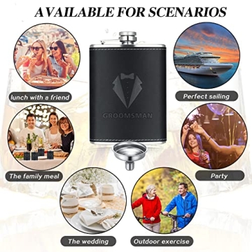 Groomsman Gifts Set of 6 Flasks - Stylish & Functional