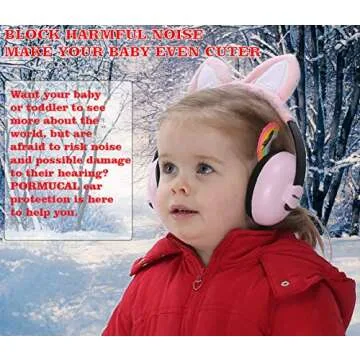 PORMUCAL Baby Ear Protection Ear muffs For 3 Months To 2+ Years Noise Reduction Hearing protection For Infant And Toddlers With Cat Ear. (pink)