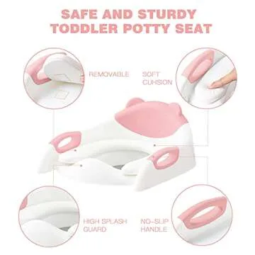 Potty Training Seat with Step Stool Ladder, SKYROKU Potty Training Toilet for Kids Boys Girls Toddlers - Comfortable Safe Potty Seat with Anti-Slip Pads Ladder Pink