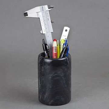 Stylish Black Marble Pen Pencil Holder for Organizing