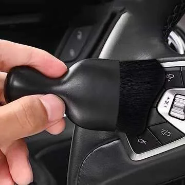 IPELY Car Interior Cleaning Brush, Super Soft Car Dust Brush, Car Accessories Car Interior Detailing Brush for Car Dashboard, Air Conditioning Vents, Leather, Computer, No Scratches (Black 1 Pack)