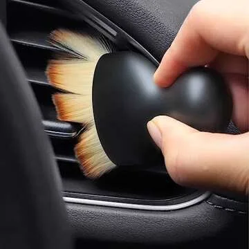 IPELY Car Interior Cleaning Brush, Super Soft Car Dust Brush, Car Accessories Car Interior Detailing Brush for Car Dashboard, Air Conditioning Vents, Leather, Computer, No Scratches (Black 1 Pack)