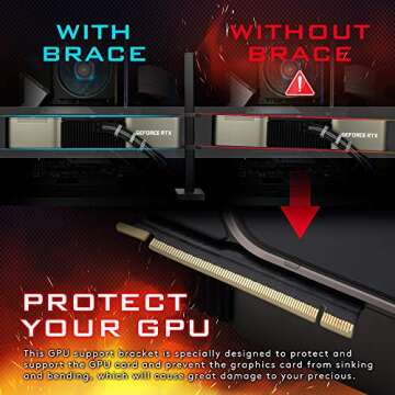 EZDIY-FAB Graphics Card GPU Brace 5V 3Pin ARGB,Support Video Card Sag Holder Holster Bracket, Anodized Aluminum (Black)