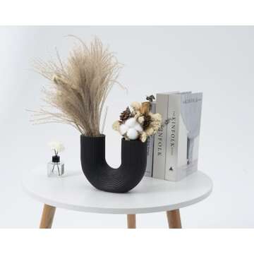Artconal U Shaped Black Vase for Home Decor