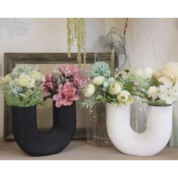 Artconal U Shaped Black Vase for Home Decor