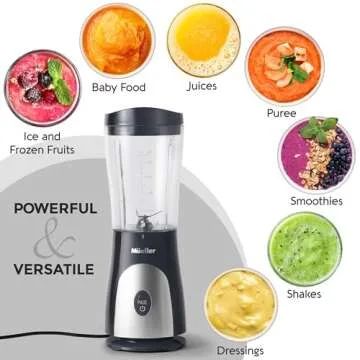 Mueller Personal Blender for Shakes and Smoothies with 15 Oz Travel Cup and Lid, Juices, Baby Food, Heavy-Duty Portable Blender & Food Processor, Grey