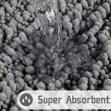 Yimobra Bath Mats for Bathroom 36.2 x 24, Soft Shaggy Large Size Bath Rug, Non-Slip, Super Absorbent and Thick, Machine Washable Quick Dry Shower Rug, Bath Mat for Bathroom Floor, Grey