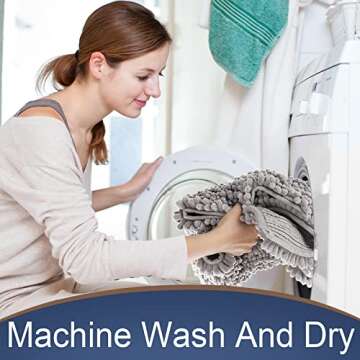 Yimobra Bath Mats for Bathroom 36.2 x 24, Soft Shaggy Large Size Bath Rug, Non-Slip, Super Absorbent and Thick, Machine Washable Quick Dry Shower Rug, Bath Mat for Bathroom Floor, Grey