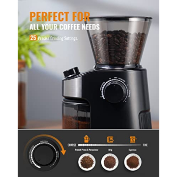 SHARDOR Electric Coffee Grinder with 25 Grind Sizes and Timer