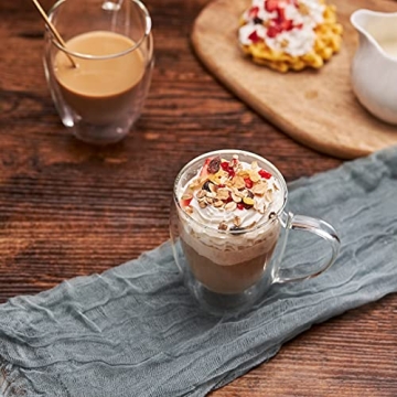 MEWAY 16oz Insulated Glass Coffee Mugs 4 Pack