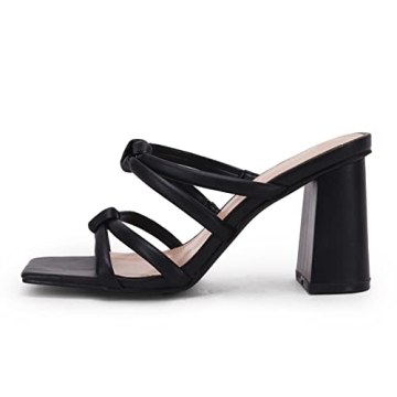 LAICIGO Women's Stylish Square Toe Heeled Sandals