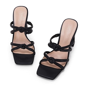 LAICIGO Women's Stylish Square Toe Heeled Sandals