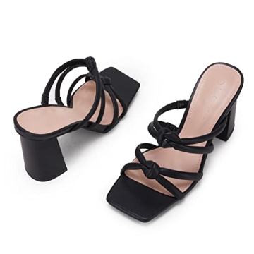 LAICIGO Women's Stylish Square Toe Heeled Sandals