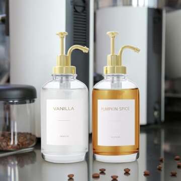 BONLONG Coffee Syrup Dispenser for Coffee Bar Accessories, Coffee Syrup Pump Dispenser, 16.9OZ Glass...