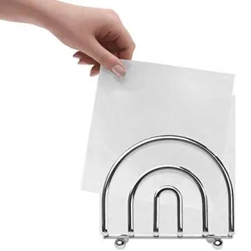 Blue Donuts Chrome Collection Napkin Holder - Classic Napkin Holders for Tables, Dining Table Napkin Holders for Kitchen, Kitchen Organization, Chrome