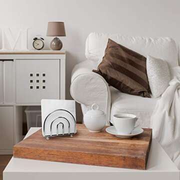 Blue Donuts Chrome Collection Napkin Holder - Classic Napkin Holders for Tables, Dining Table Napkin Holders for Kitchen, Kitchen Organization, Chrome