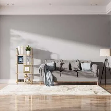 Crofy No Assembly Folding Bookshelf for Living Room, 4 Tier Gold Collapsible Book Shelf for Home Office, Portable Bookcase Storage Organizer