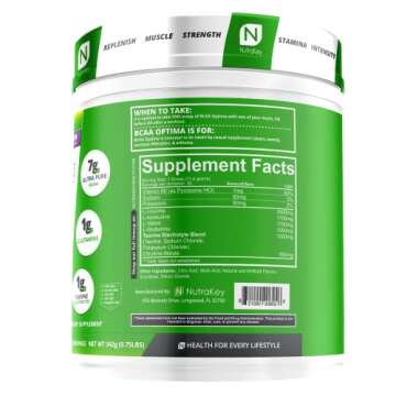 NutraKey BCAA Optima Post Workout Recovery Complex, No Sugar, No Carb, Recovery Aid, Grape