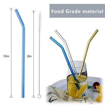 Eco-Friendly Glass Straws for 20-30oz Tumblers - Set of 8 with Brushes