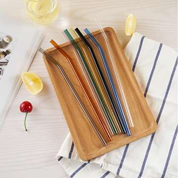 Reusable Glass Straws Set with Cleaning Brushes for Tumblers
