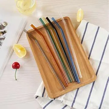 Reusable Glass Straws Set with Cleaning Brushes for Tumblers