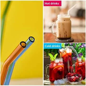 Reusable Glass Straws Set with Cleaning Brushes for Tumblers