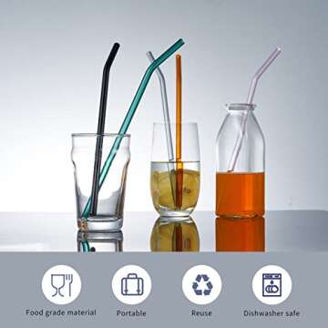 Reusable Glass Straws Set with Cleaning Brushes for Tumblers