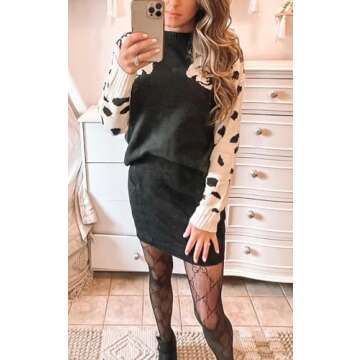 Stylish Angashion Women's Cropped Knitted Leopard Sweater