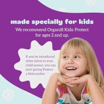 Organifi Kids: Protect - Everyday Immune Support for Kids with Elderberry, Acerola Cherry and Zinc - Berry Flavored Immunity Powder - Plant-Based, Vegan, and No Gluten, Dairy or Soy - 15 Servings