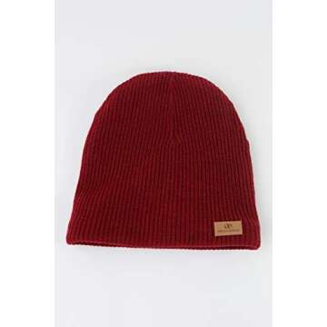 Grace Eleyae GE Adjustable Satin Lined Wool Winter Cap Silky Sleeping Beanie Hat, Wine Red