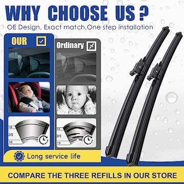 3 Wipers Replacement for 2011-2023 Ford Explorer Windshield Blades Set 26"+22"+11" (Set of 3) Pinch ...