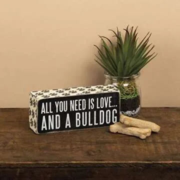 Primitives by Kathy Bulldog Box Sign - 2.5-Inch by 6-Inch Wood Art