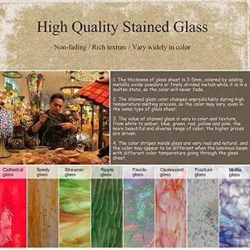 Bieye L10594 Turtle Tiffany Style Stained Glass Accent Table Lamp Night Light for Bedside Living Room (Multi-Colored)