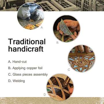 Bieye L10594 Turtle Tiffany Style Stained Glass Accent Table Lamp Night Light for Bedside Living Room (Multi-Colored)