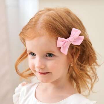 40 PCS 3 Inch Baby Girl Bows Fully Lined Non Slip for Infant Fine Baby Hair Bows Barrettes Accessory for Toddlers Kids in Pairs