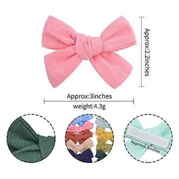 40 PCS 3 Inch Baby Girl Bows Fully Lined Non Slip for Infant Fine Baby Hair Bows Barrettes Accessory for Toddlers Kids in Pairs