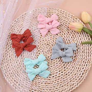 40 PCS 3 Inch Baby Girl Bows Fully Lined Non Slip for Infant Fine Baby Hair Bows Barrettes Accessory for Toddlers Kids in Pairs