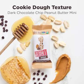 Perfect Bar Mini, Dark Chocolate Chip Peanut Butter Protein Bar, Protein Snack, Snack Bar, Organic, Gluten Free, Soy Free, Non GMO, No Sugar Alcohols, .88 Ounce Bar, 24 Count