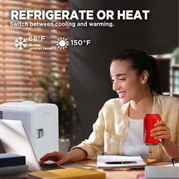 Silonn Mini Fridge, Portable Skin Care Fridge, 4 L/6 Can Cooler and Warmer Small Refrigerator with E...