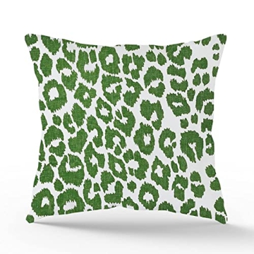 Vinisong Decorative Green Leopard Throw Pillow Cover | Canvas Soft Soild Pillow Case Cushion Case for Sofa Bedroom Car Yard 18 x 18 Inch (45 x 45 cm)