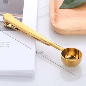 Premium Coffee Scoop Clip - 2 in 1 Stainless Steel Design