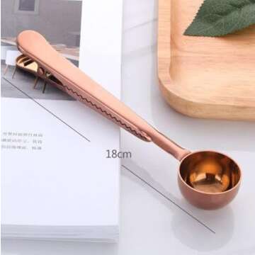 Premium Coffee Scoop Clip - 2 in 1 Stainless Steel Design