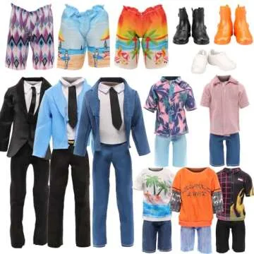 Miunana Lot Boy Doll Outfits - 12 Item Set for Imaginative Play