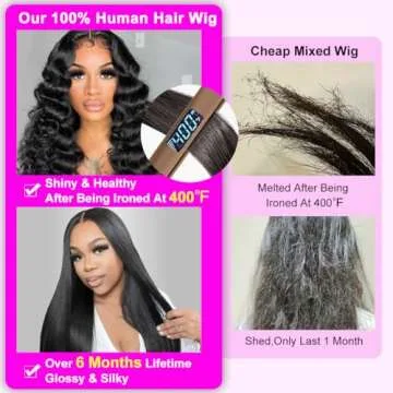 Dheridy 250% Density 13x6 HD Straight 30 Inch Lace Front Wigs Human Hair Pre Plucked Lace Frontal Wigs Human Hair 13x6 Glueless 100% Human Hair Lace Front Wigs for Black Women Bleached Knots Free Part